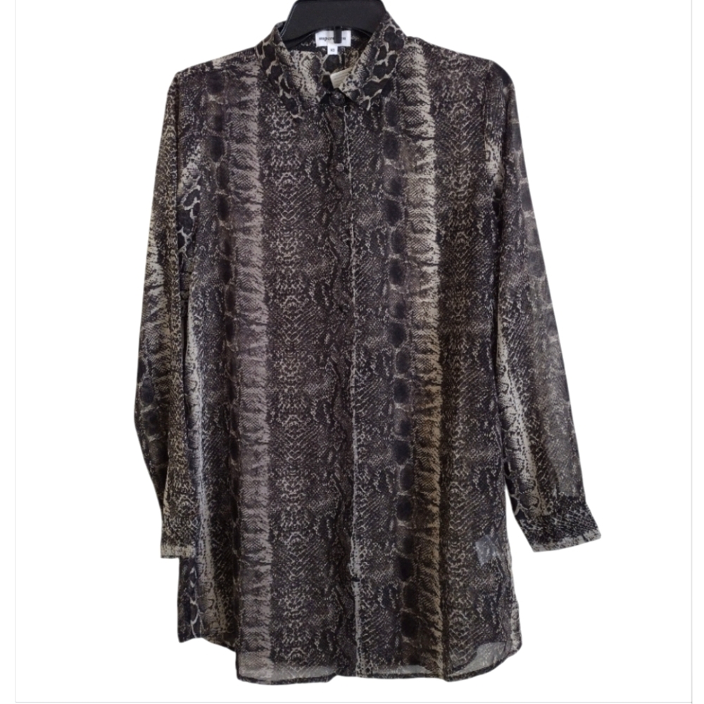Superdown NWT grey black chic Snake Print Blouse size XS